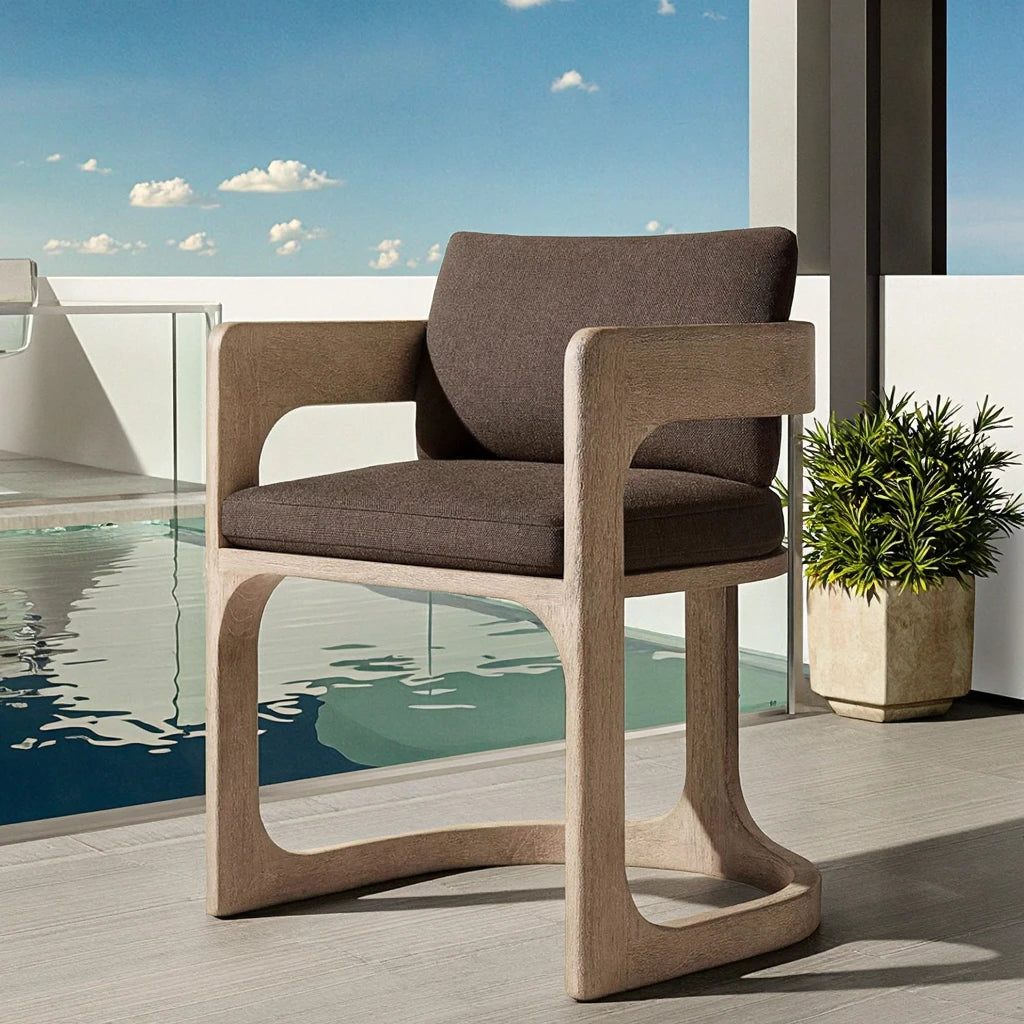 Solid Teak Dining Chair Curved Armrest Alfresco Outdoor Living Australia