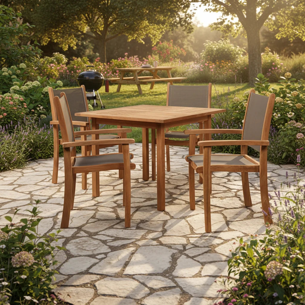 Teak Outdoor Dining Set Traditional Square Alfresco Outdoor Living Australia