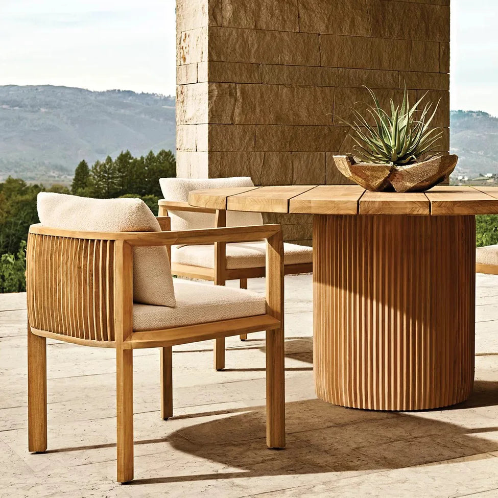 Teak Round Outdoor Dining Set Traditional Alfresco Outdoor Living Australia