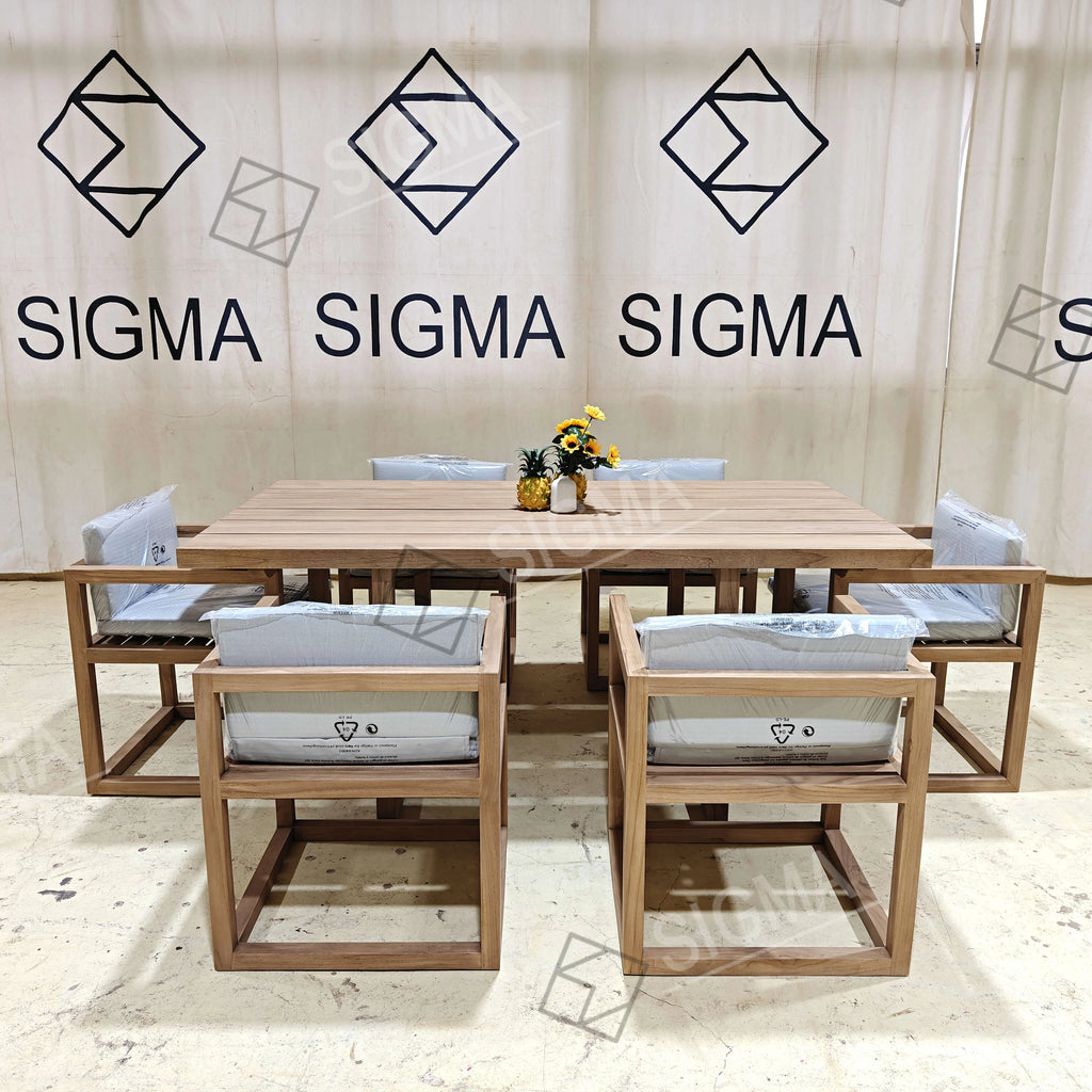 Custom Outdoor Furniture 6-Seater Teak Dining Set Alfresco Outdoor Living Australia