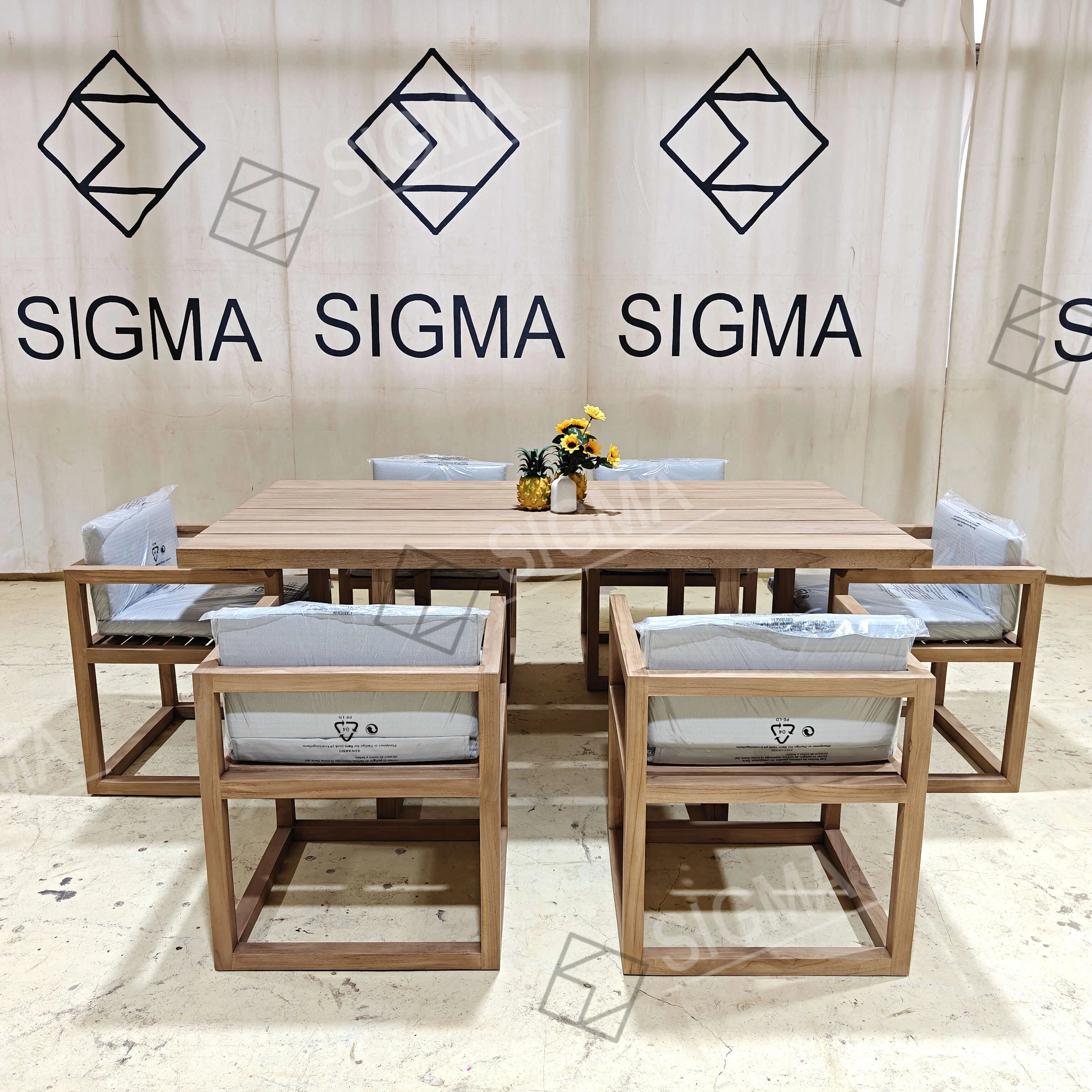 Custom Outdoor Furniture 6-Seater Teak Dining Set Alfresco Outdoor Living Australia