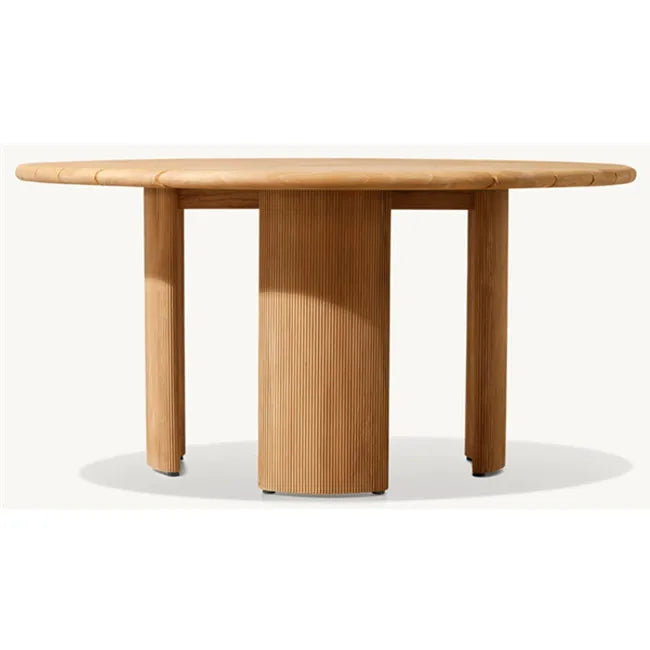 Round Teak Outdoor Dining Table Carved Legs Alfresco Outdoor Living Australia