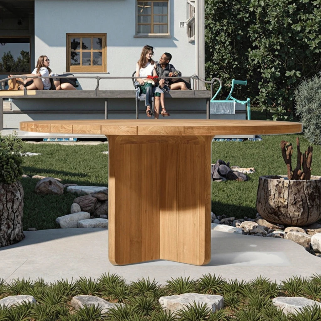 Teak Round Dining Table Solid Timber Alfresco Outdoor Living Australia