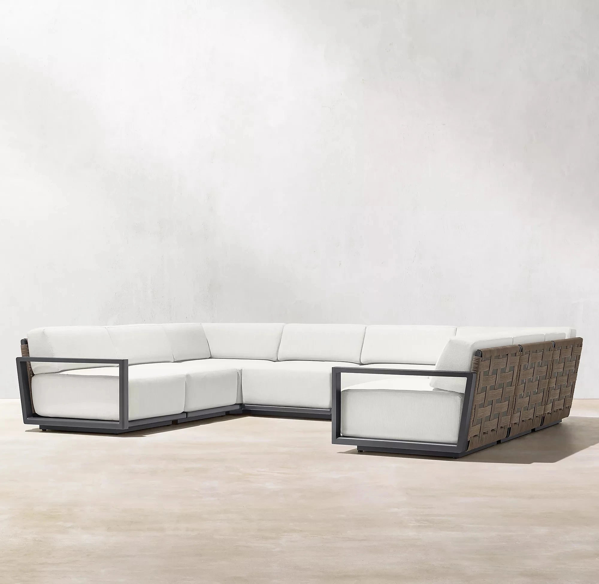 U-Shaped Sectional Sofa PE Rattan Aluminium Alfresco Outdoor Living Australia