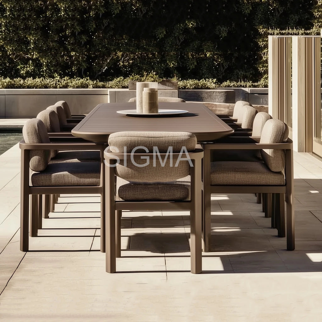 Custom Outdoor Furniture Aluminum Dining Set Weather-Resistant Alfresco Outdoor Living