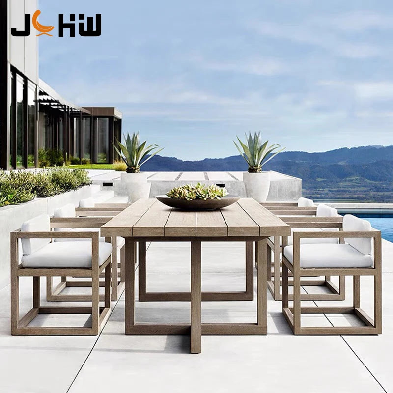 Modern Teak Garden Dining Set 6-8 Seater Outdoor Furniture
