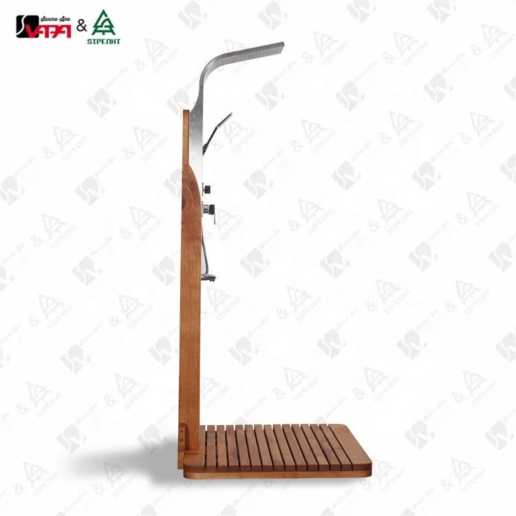 Custom Outdoor Shower Column Alder Timber Alfresco Outdoor Living Australia