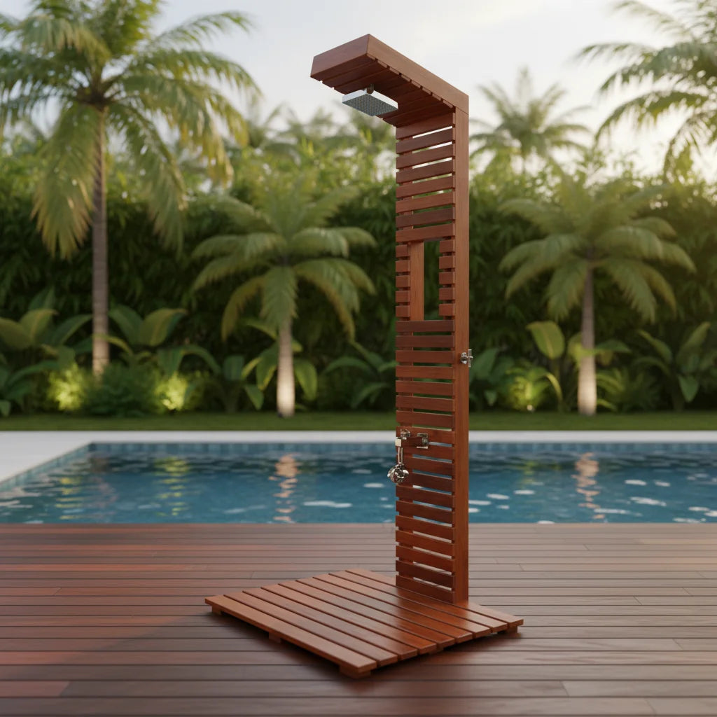 Custom Outdoor Shower Column with Sauna Alder Alfresco Outdoor Living Australia