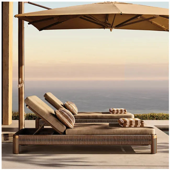 Contemporary Aluminum Sun Lounger Adjustable Alfresco Outdoor Living