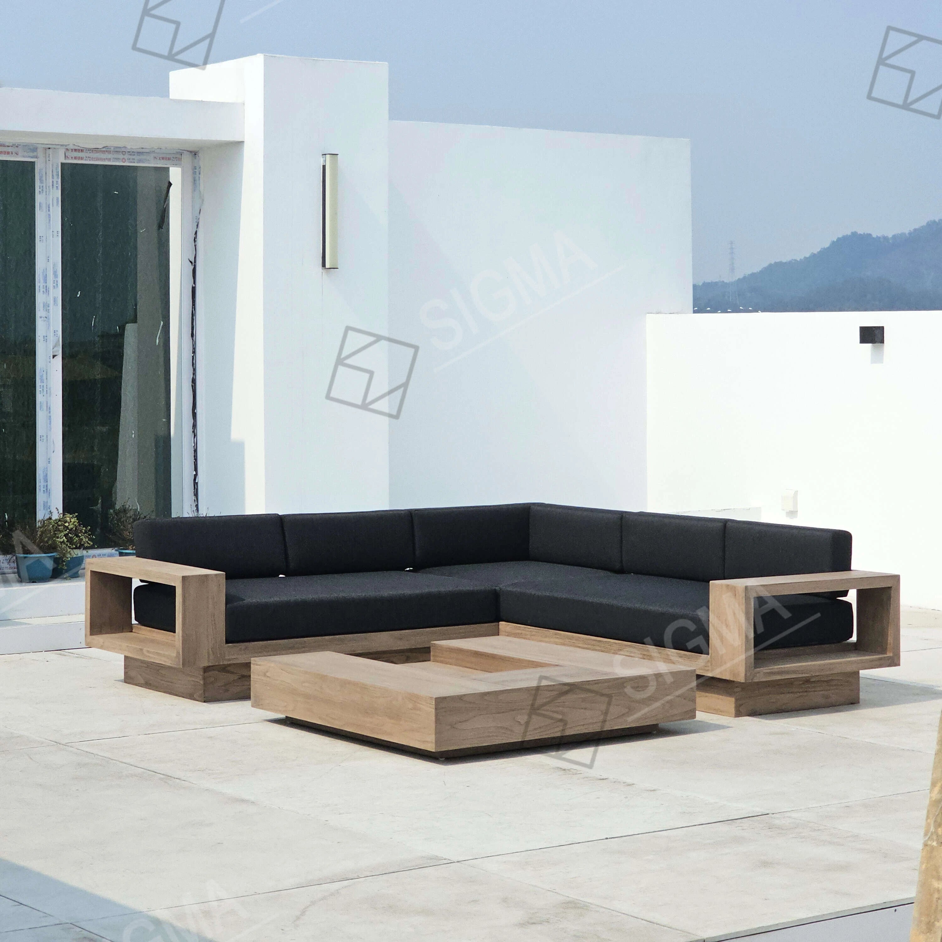 Custom Outdoor Furniture L-Shape Sofa Set Modern Teak Alfresco Outdoor Living Australia