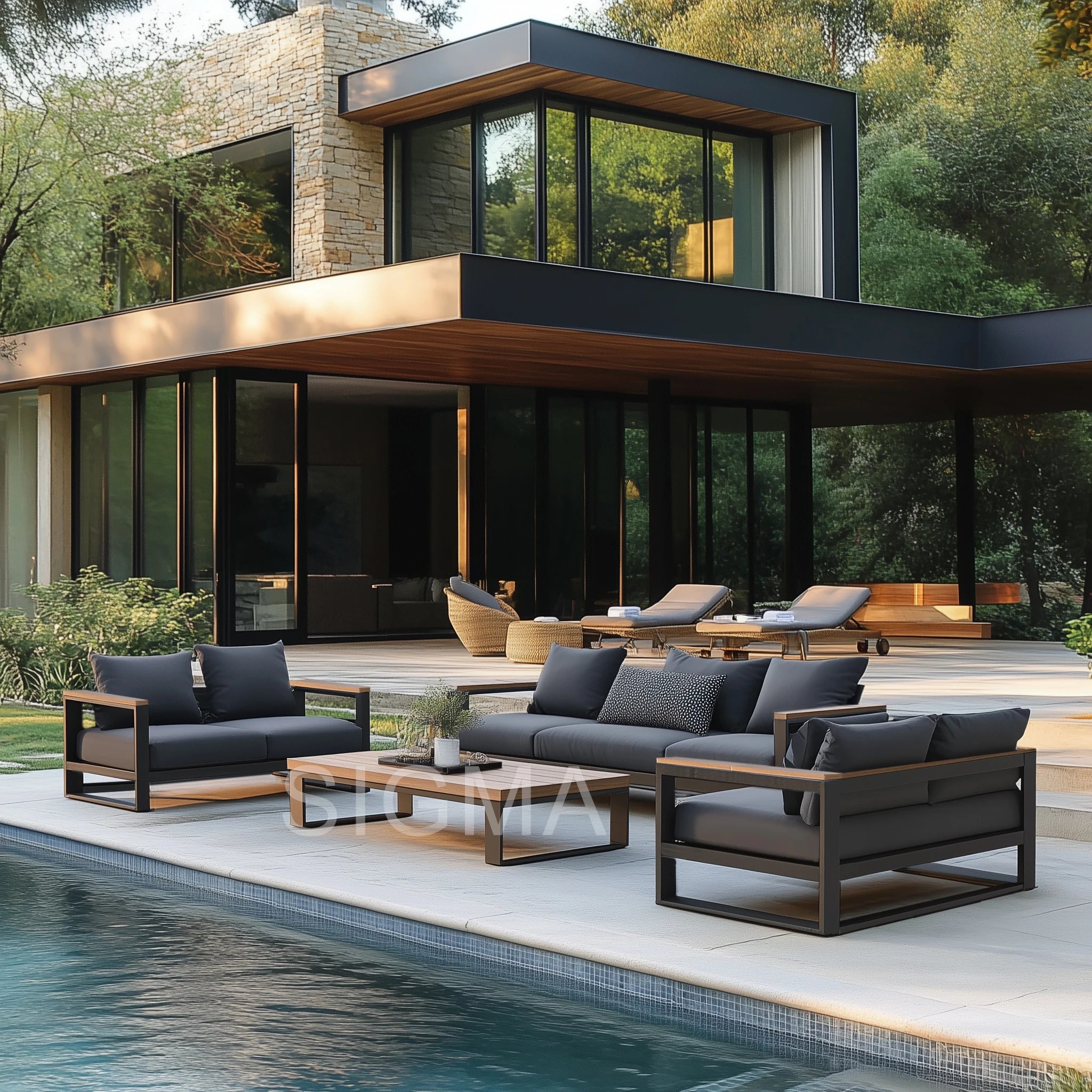 Designer Outdoor Dining Set Modern Aluminum Alfresco Outdoor Living Australia