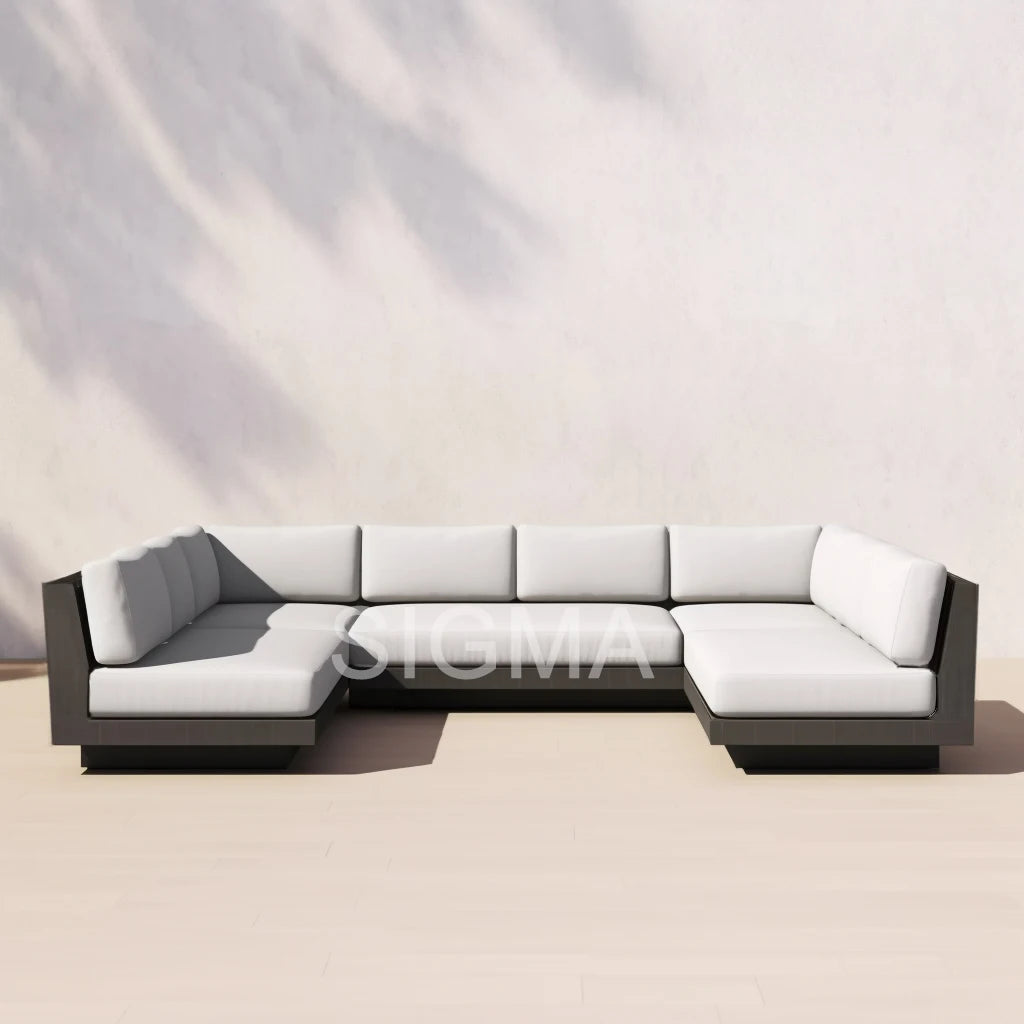 Modular U-Shape Aluminum Outdoor Sofa Set