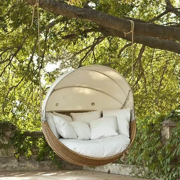Custom Outdoor Furniture Round Hanging Swing Daybed Modern Canopy Alfresco Outdoor Living Australia