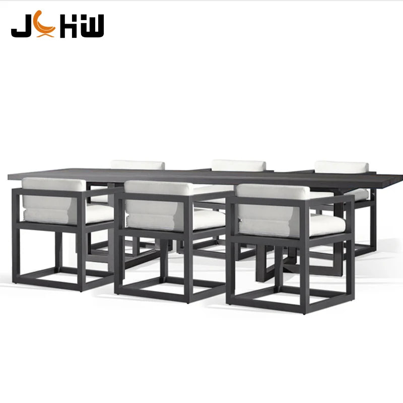 Modern Teak Garden Dining Set 6-8 Seater Outdoor Furniture