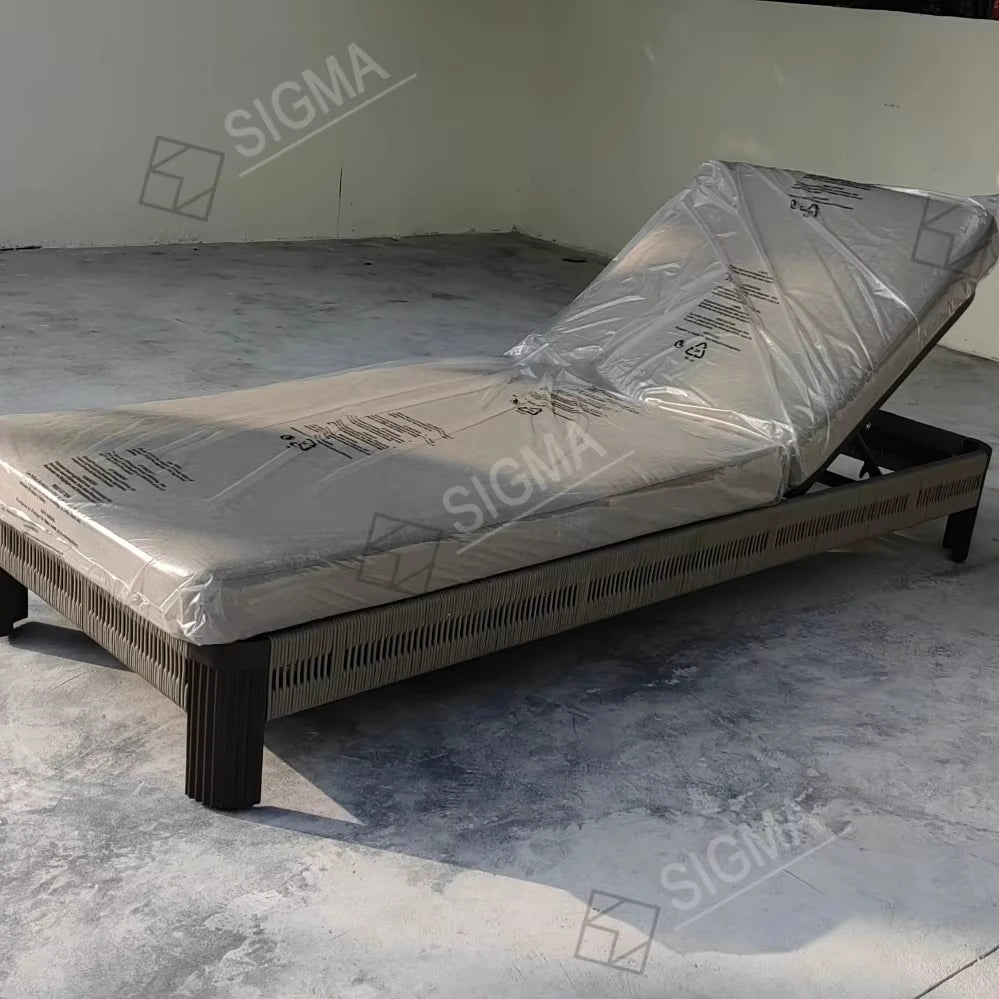 Custom Outdoor Sun Lounger Aluminum Powder Coated Modern Handcrafted Alfresco Outdoor Living