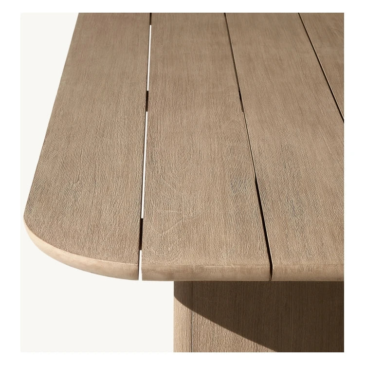 Teak Outdoor Dining Table Rectangle Curved Edge Alfresco Outdoor Living Australia