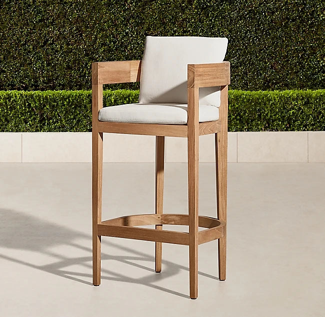 Teak Wood Bar Chair Curved Backrest Alfresco Outdoor Living Australia