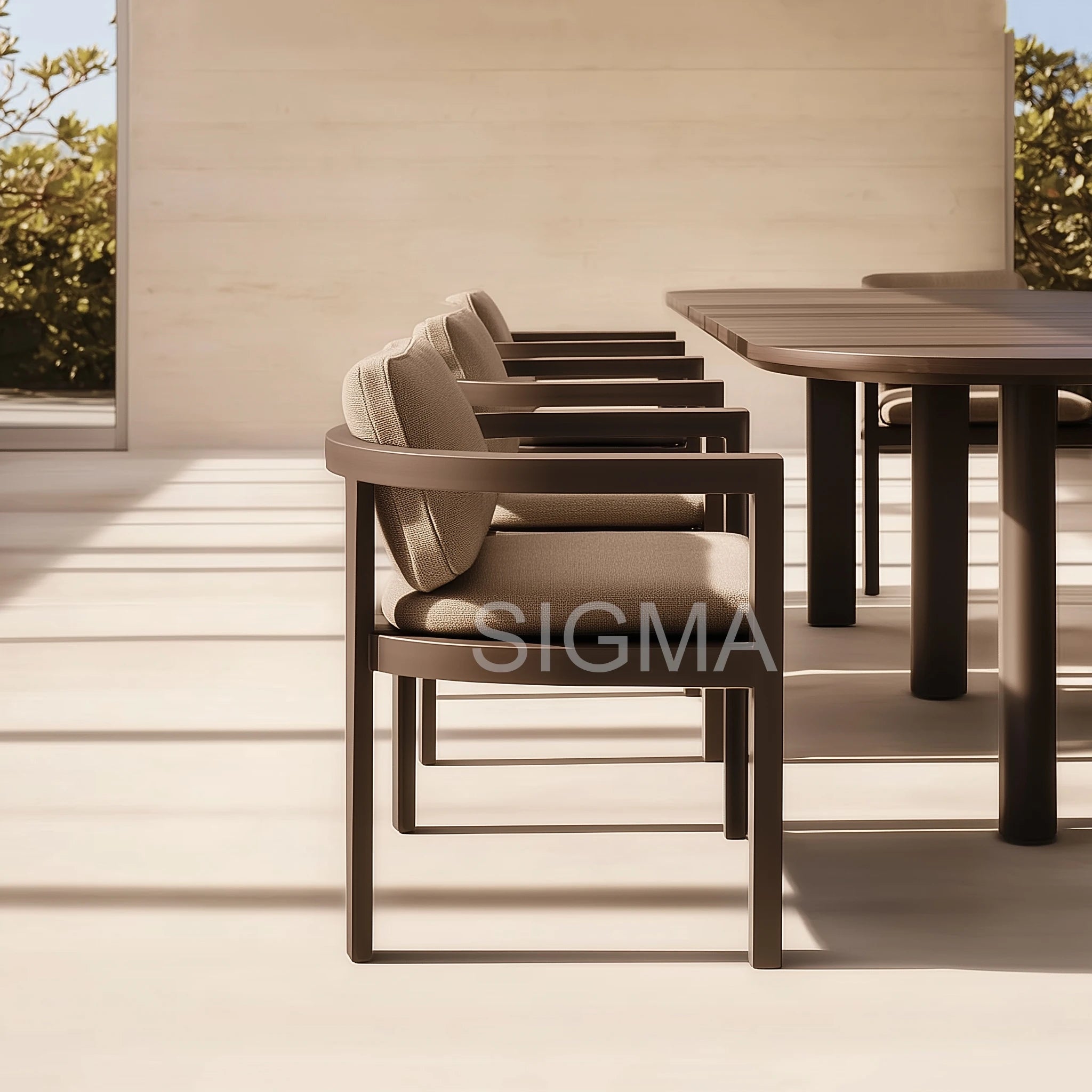 Custom Outdoor Furniture Aluminum Dining Set Weather-Resistant Alfresco Outdoor Living