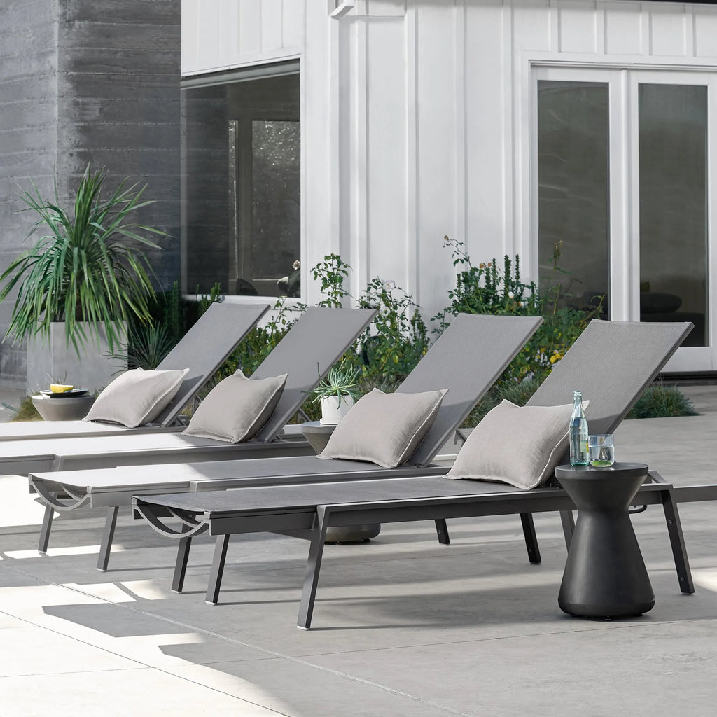 Contemporary Aluminium Outdoor Sun Lounger Minimalist Daybed Alfresco Outdoor Living