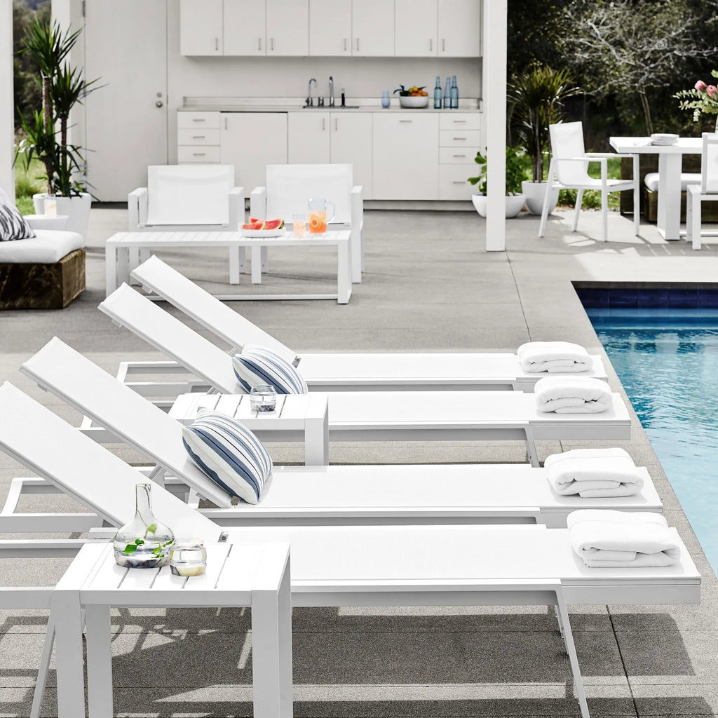 Contemporary Aluminium Outdoor Sun Lounger Minimalist Daybed Alfresco Outdoor Living