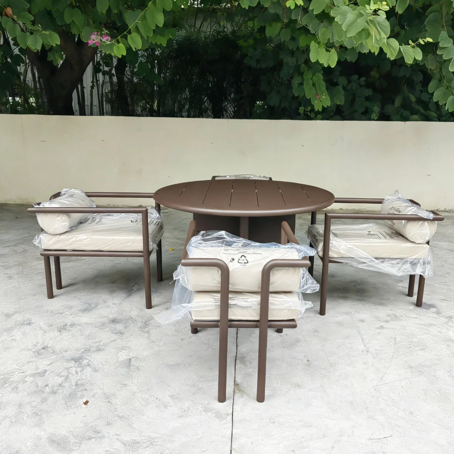 6-Seater Outdoor Dining Set Aluminum Contemporary Style Alfresco Outdoor Living Australia