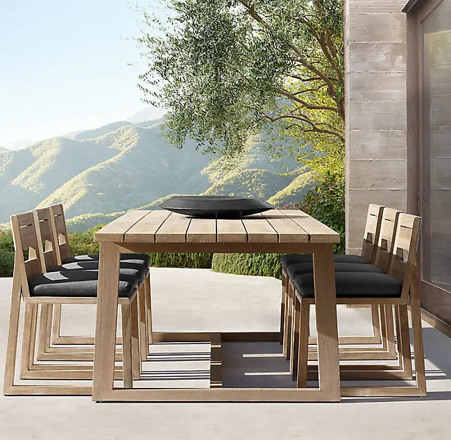 Teak Outdoor Dining Set, Handcrafted Timber Garden Furniture Alfresco Outdoor Living