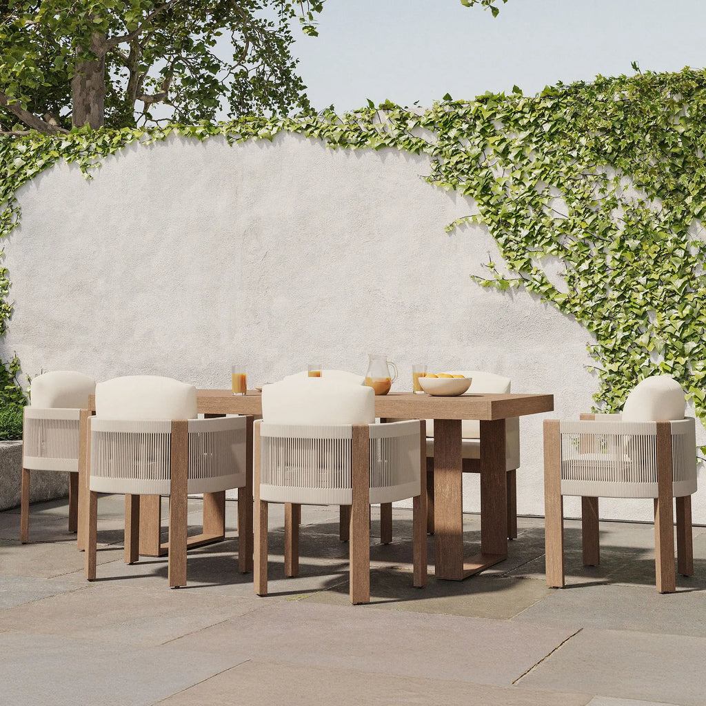 Outdoor Dining Set Rope Back Teak Contemporary Alfresco Outdoor Living