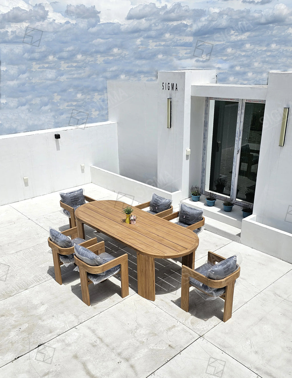 Teak 6-Seater Dining Set Designer Outdoor Furniture Alfresco Outdoor Living Australia