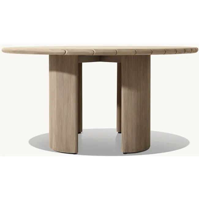 Round Teak Outdoor Dining Table Carved Legs Alfresco Outdoor Living Australia