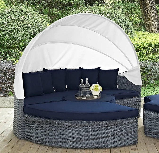 Designer Outdoor Furniture Sectional Daybed Rattan Canopy Alfresco Outdoor Living