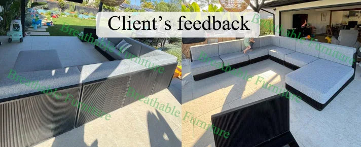 Custom Outdoor Sofa Sectional Strip Style L-Shape Alfresco Outdoor Living Australia