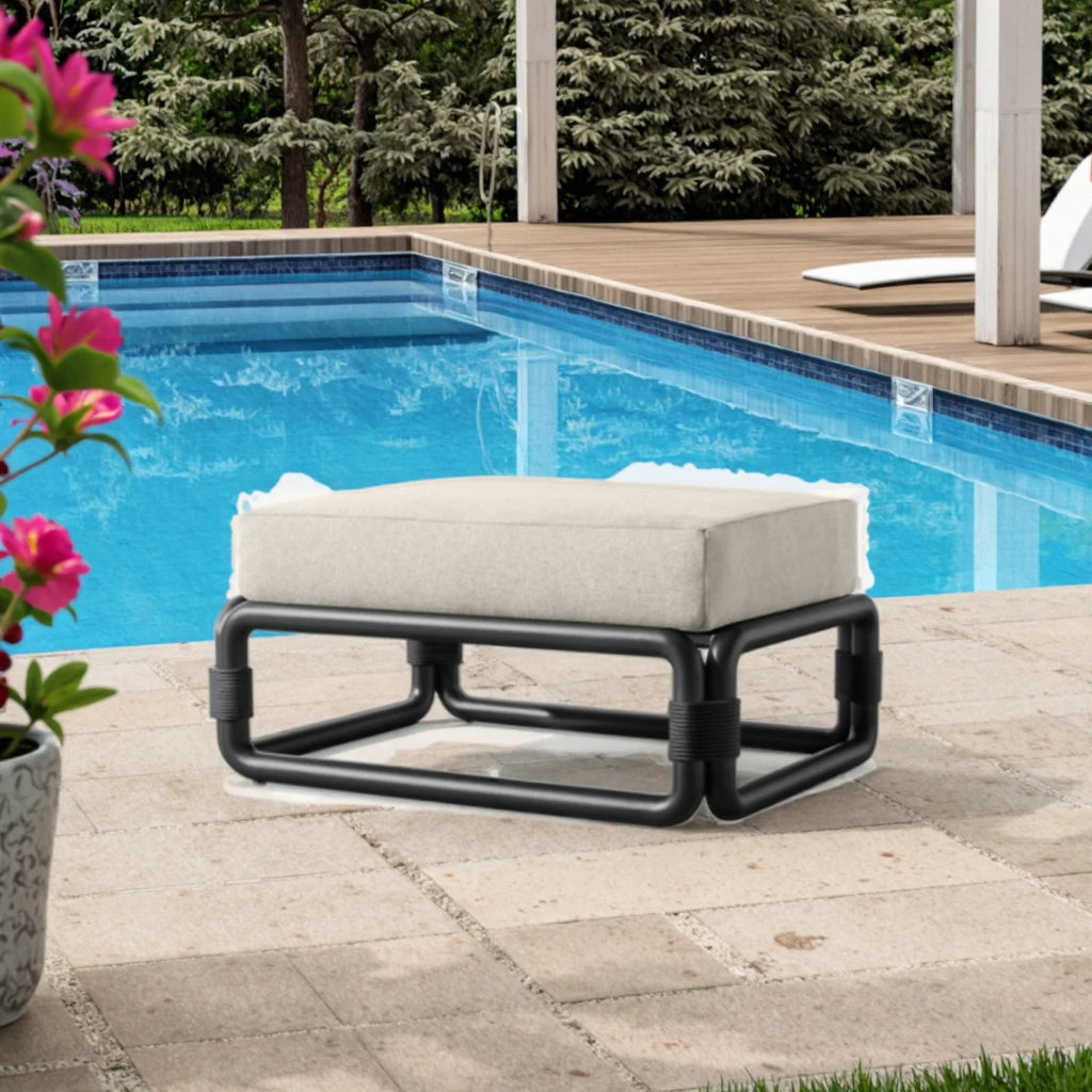 Outdoor Ottoman Stool Handcrafted Rope Weave Architectural - Alfresco Outdoor Living Australia