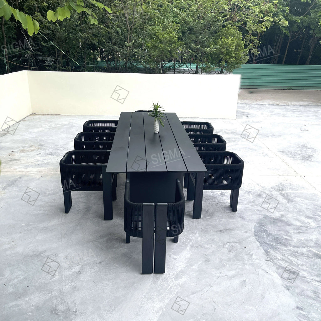 Dining Table Set Contemporary Woven Rope Alfresco Outdoor Living Australia