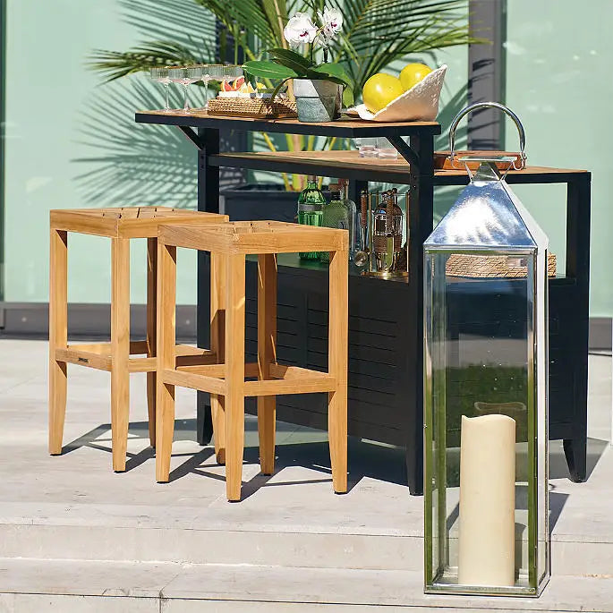 Teak Stool Side Table Square Architectural Alfresco Outdoor Living Australia