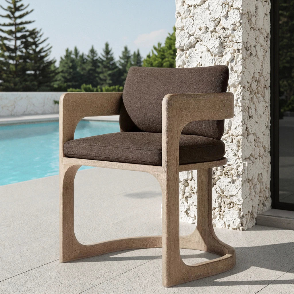 Solid Teak Dining Chair Curved Armrest Alfresco Outdoor Living Australia