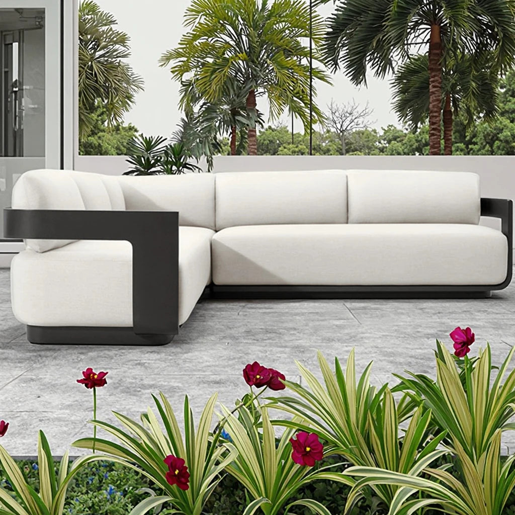 Custom Outdoor Sectional Sofa L-Shape Architectural Aluminum Alfresco Outdoor Living Australia