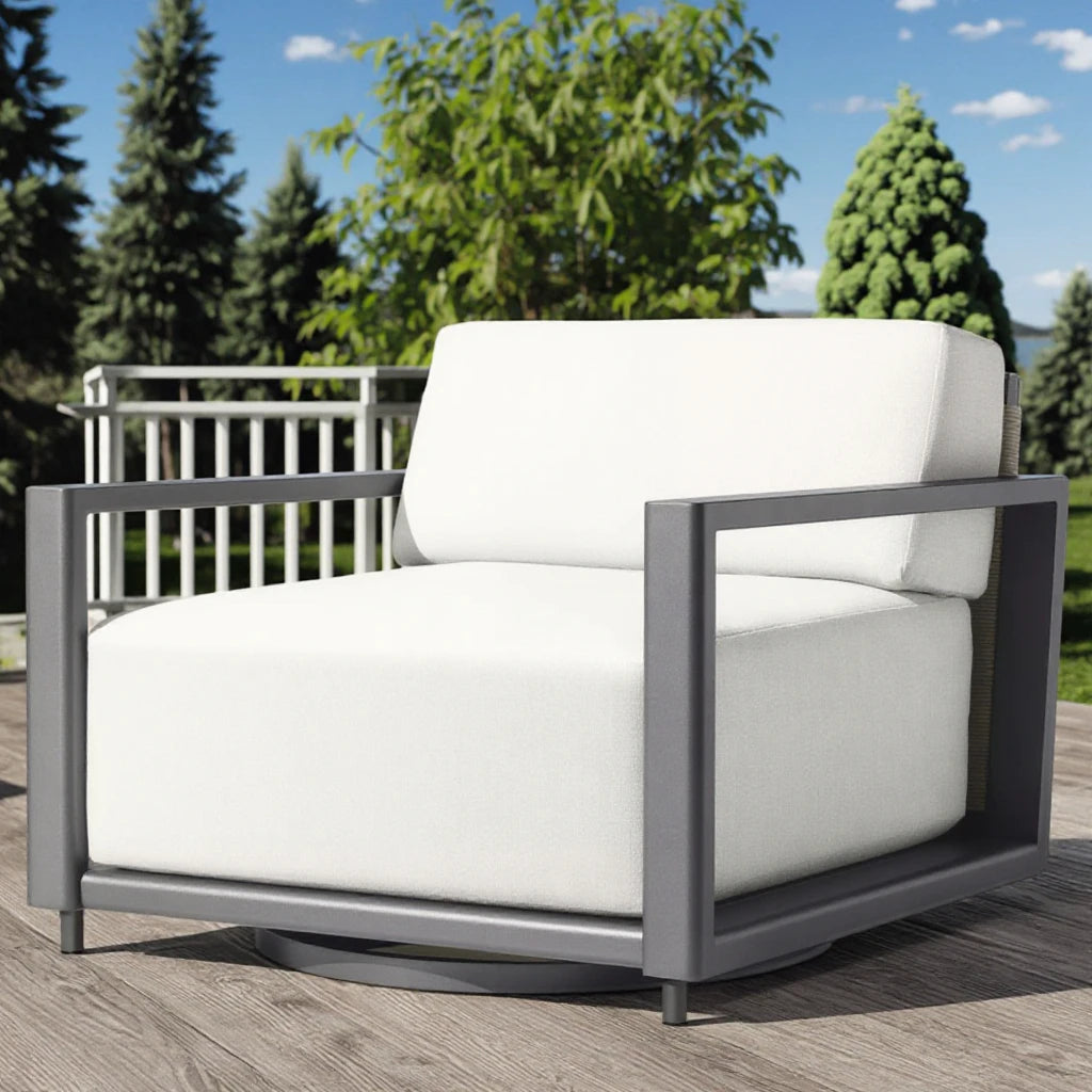 Designer Outdoor Furniture Swivel Lounge Chair Contemporary Aluminium