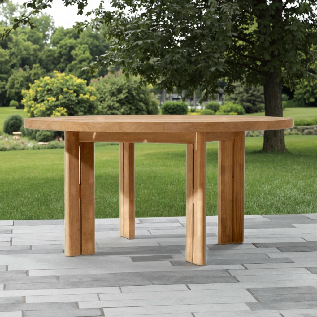 Custom Teak Dining Table Hollow-out Leg Alfresco Outdoor Living Australia