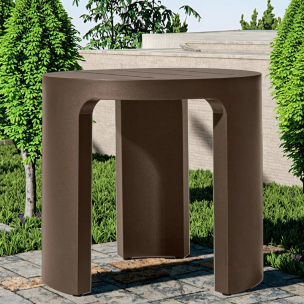 Designer Outdoor Side Table Round White Alfresco Outdoor Living Australia