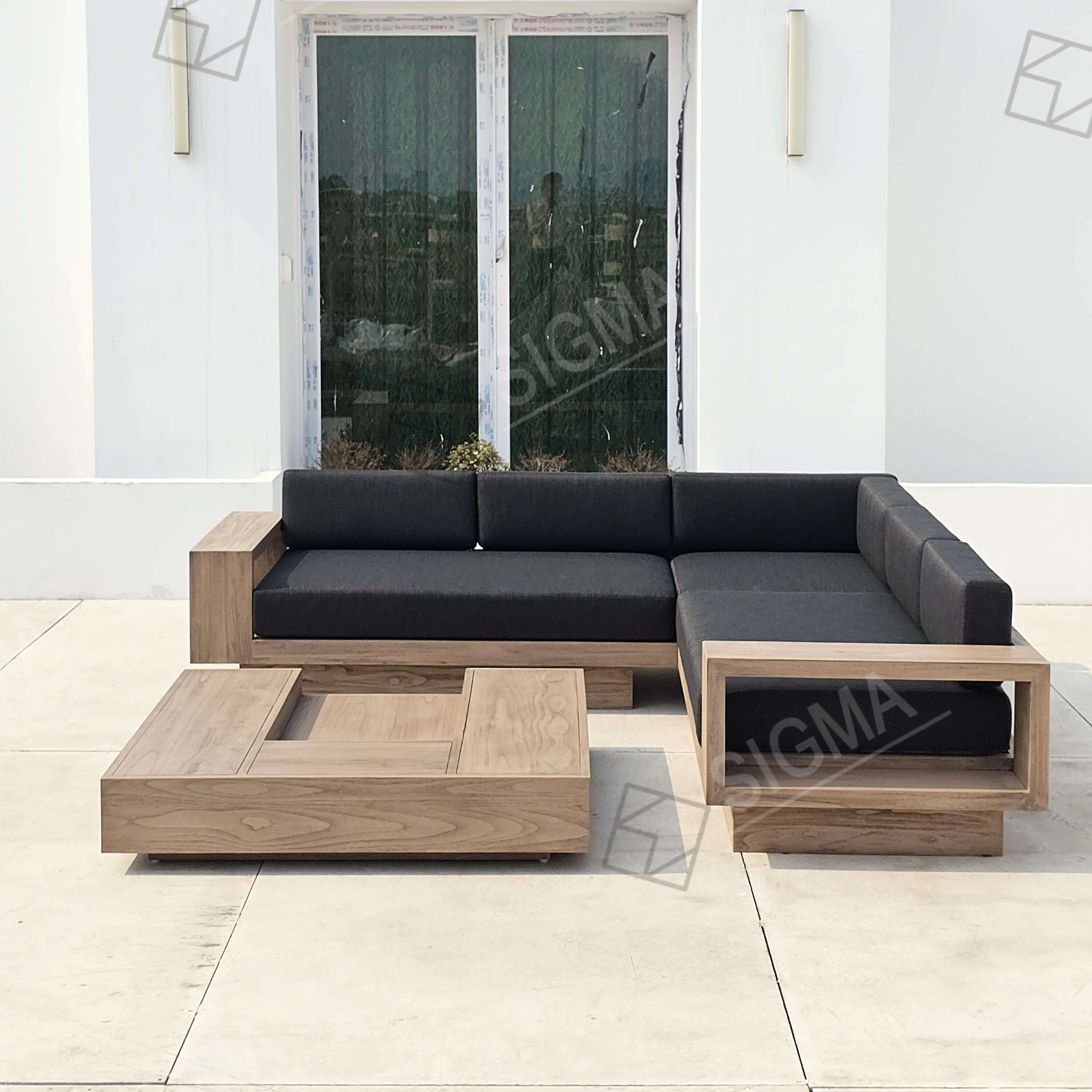 Custom Outdoor Furniture L-Shape Sofa Set Modern Teak Alfresco Outdoor Living Australia