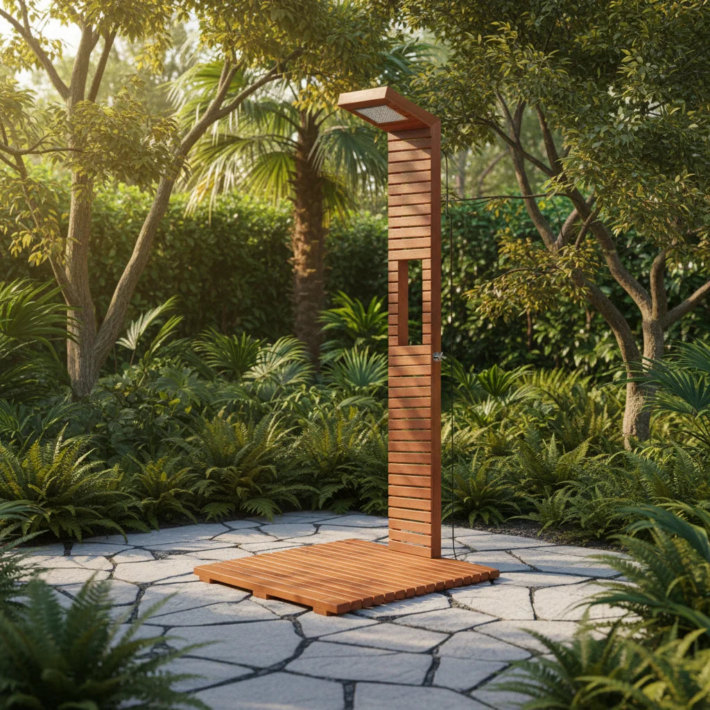 Custom Outdoor Shower Column with Sauna Alder Alfresco Outdoor Living Australia