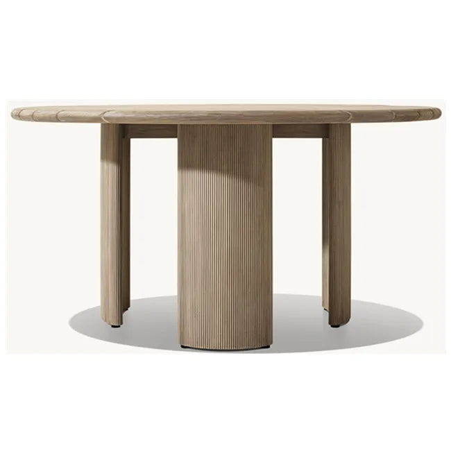 Round Teak Outdoor Dining Table Carved Legs Alfresco Outdoor Living Australia