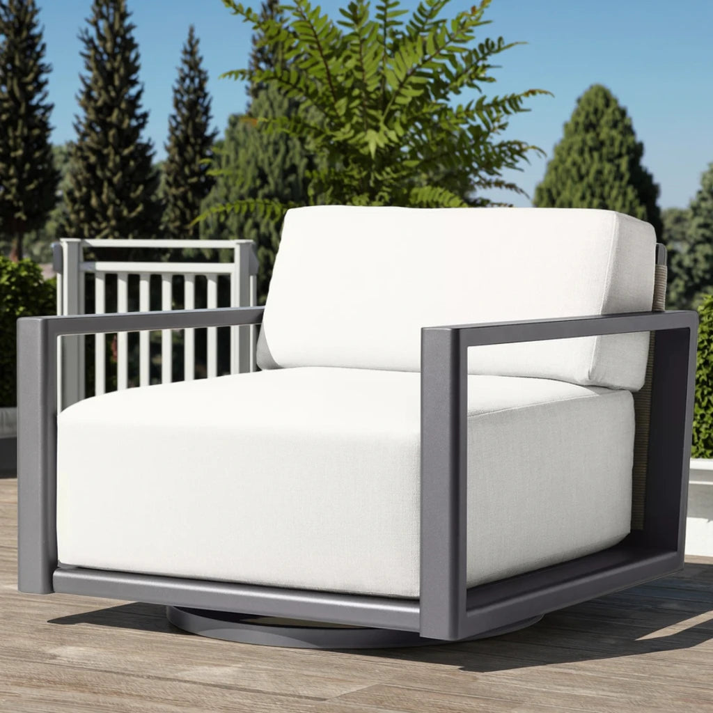 Designer Outdoor Furniture Swivel Lounge Chair Contemporary Aluminium