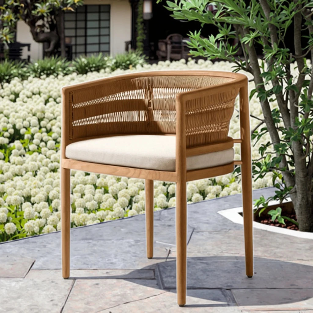 Teak Outdoor Dining Chair Traditional Woven Rattan Alfresco Outdoor Living