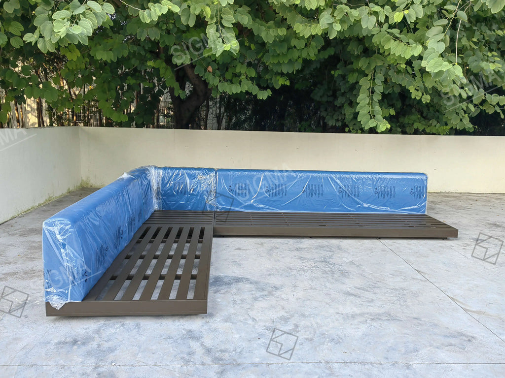 Custom Outdoor Furniture L-Shaped Garden Sofa Modern Modular Aluminum Alfresco Outdoor Living Australia