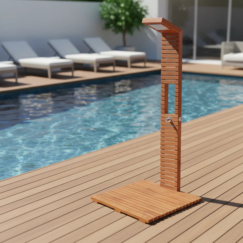 Custom Outdoor Shower Column with Sauna Alder Alfresco Outdoor Living Australia