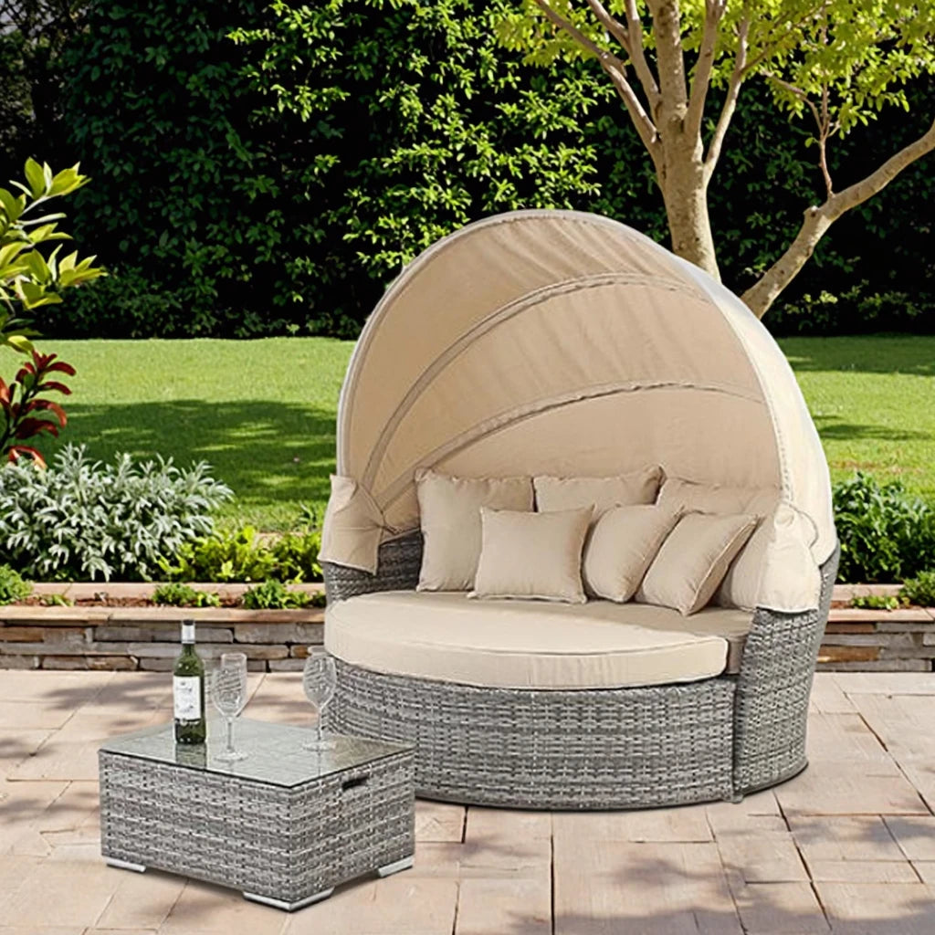 Round Rattan Sun Lounger Modern Architectural Alfresco Outdoor Living Australia
