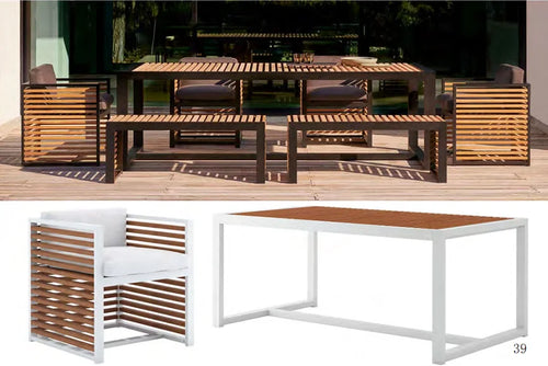 Custom Aluminum Teak Dining Set Modern Coastal Alfresco Outdoor Living Australia
