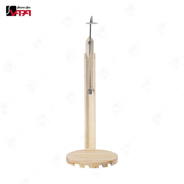 Handcrafted Timber Outdoor Shower Column with Stainless Steel Fittings