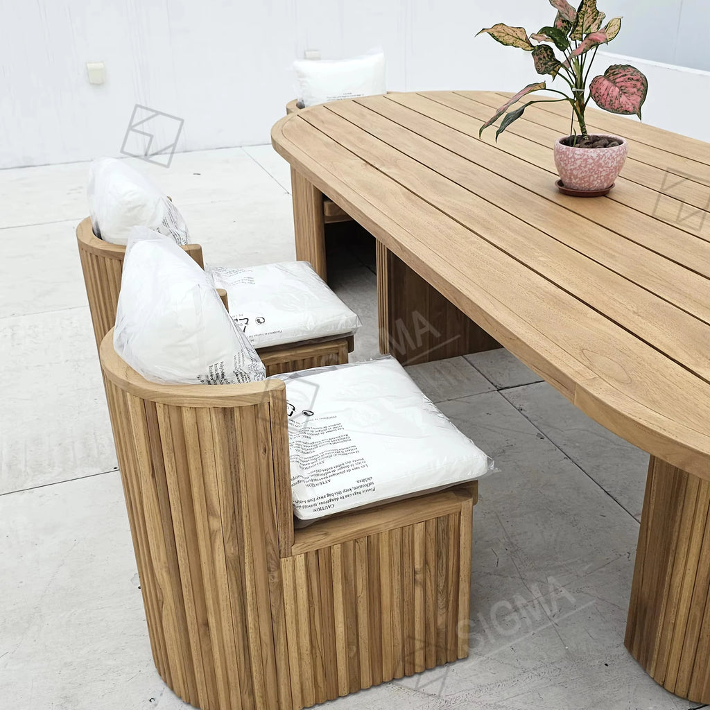 Custom Outdoor Furniture Teak Dining Set Modern Alfresco Living Australia